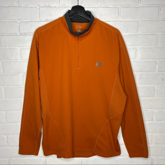 Nike ACG Quarter Zip Pullover Top Mens XL  Orange Fit Dry Black Ridge Golf - Picture 1 of 7